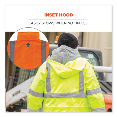 Glowear 8365 Class 3 Hi-vis Rain Jacket, Polyester, 4x-large, Orange, Ships In 1-3 Business Days