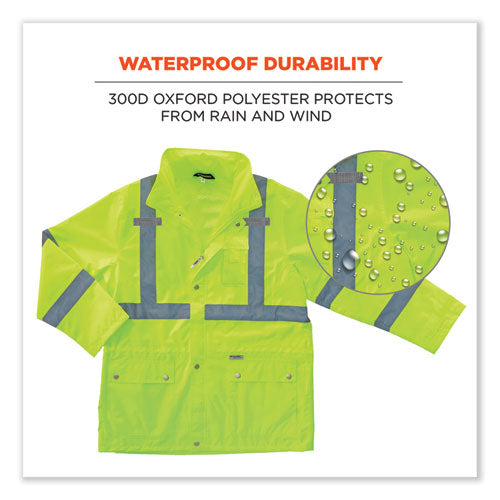 Glowear 8365 Class 3 Hi-vis Rain Jacket, Polyester, 5x-large, Lime, Ships In 1-3 Business Days