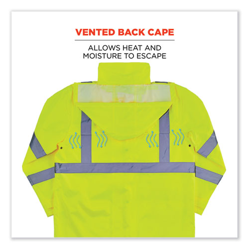 Glowear 8366 Class 3 Lightweight Hi-vis Rain Jacket, Polyester, Medium, Lime, Ships In 1-3 Business Days