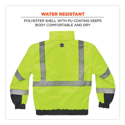 Glowear 8377 Class 3 Hi-vis Quilted Bomber Jacket, Lime, X-large, Ships In 1-3 Business Days