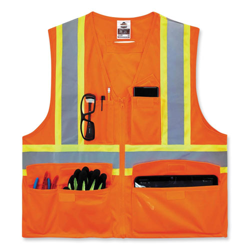 Glowear 8235zx Class 2 Two-tone X-back Vest, Polyester, 2x-large/3x-large, Orange, Ships In 1-3 Business Days