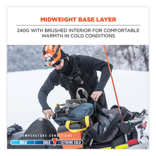 N-ferno 6435 Midweight Long Sleeve Base Layer Shirt, X-large, Black, Ships In 1-3 Business Days