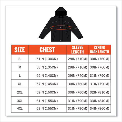 N-ferno 6467 Winter Work Jacket With 300d Polyester Shell, Medium, Black, Ships In 1-3 Business Days