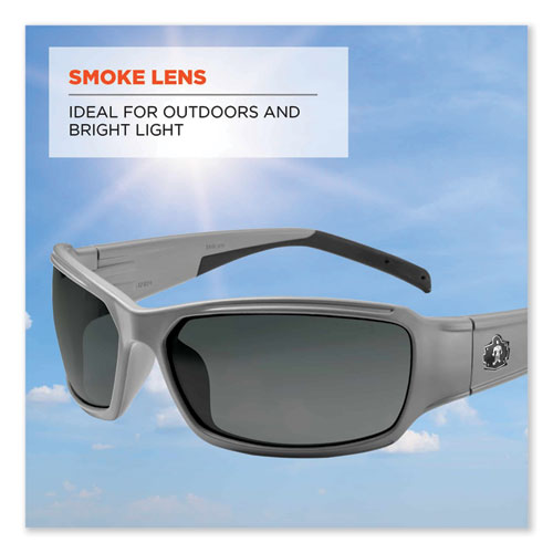 Skullerz Thor Safety Glasses, Matte Gray Nylon Impact Frame, Smoke Polycarbonate Lens, Ships In 1-3 Business Days