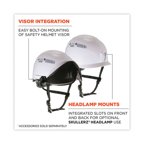 Skullerz 8975 Class C Safety Helmet, 6-point Ratchet Suspension, White, Ships In 1-3 Business Days