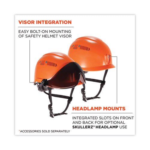 Skullerz 8975 Class C Safety Helmet, 6-point Ratchet Suspension, Orange, Ships In 1-3 Business Days