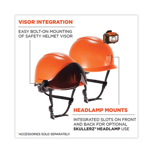 Skullerz 8974 Class E Safety Helmet, 6-point Ratchet Suspension, Orange, Ships In 1-3 Business Days