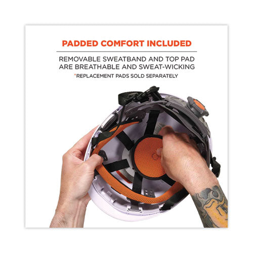 Skullerz 8974v Class E Safety Helmet W/8991 Visor Kit, Smoke Lens, 6-pt Ratchet Suspension, White, Ships In 1-3 Business Days