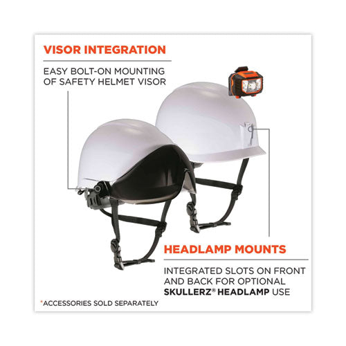 Skullerz 8974v Class E Safety Helmet W/8991 Visor Kit, Smoke Lens, 6-pt Ratchet Suspension, White, Ships In 1-3 Business Days