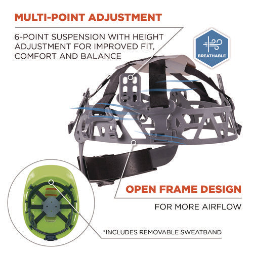 Skullerz 8966 Class C Lightweight Cap-style Hard Hat, Adjustable Venting, 6-pt Rachet Suspension, Lime, Ships In 1-3 Bus Days