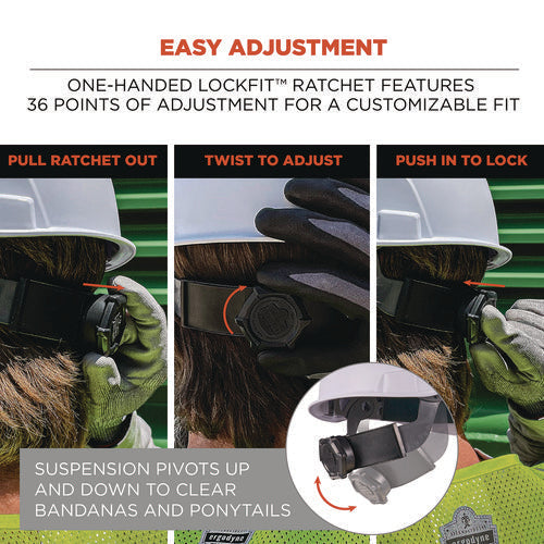 Skullerz 8967 Class E Lightweight Cap-style Hard Hat, 6-point Rachet Suspension, White, Ships In 1-3 Business Days