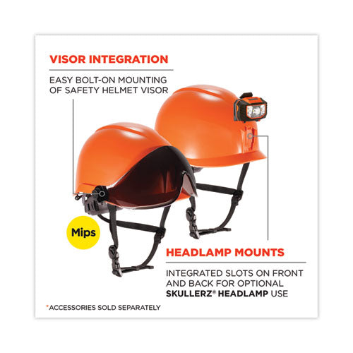 Skullerz 8974-mips Class E Safety Helmet With Mips Elevate Ratchet Suspension, Orange, Ships In 1-3 Business Days