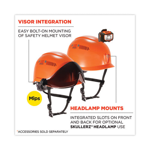 Skullerz 8975-mips Class C Safety Helmet With Mips Elevate Ratchet Suspension, Orange, Ships In 1-3 Business Days