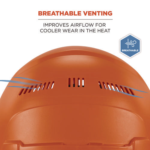 Skullerz 8966 Class C Lightweight Capstyle Hard Hat, Adjustable Venting, 6-pt Rachet Suspension, Orange,ships In 1-3 Bus Days