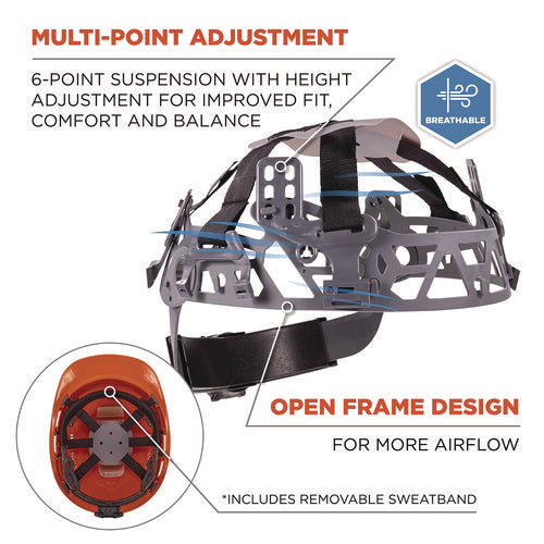 Skullerz 8966 Class C Lightweight Capstyle Hard Hat, Adjustable Venting, 6-pt Rachet Suspension, Orange,ships In 1-3 Bus Days