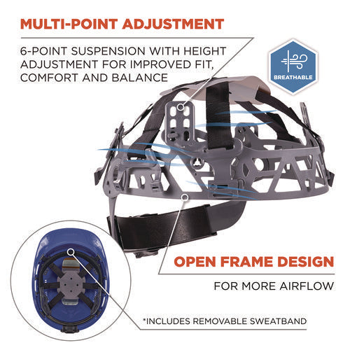 Skullerz 8966 Class C Lightweight Cap-style Hard Hat, Adjustable Venting, 6-pt Rachet Suspension, Blue, Ships In 1-3 Bus Days