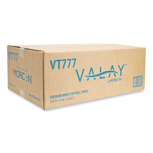 Valay Proprietary Tad Roll Towels, 1-ply, 7.5" X 550 Ft, White, 6 Rolls/carton