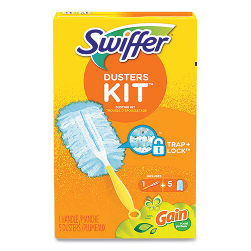 Dusters Starter Kit, Dust Lock Fiber, 6" Handle, Blue/yellow, Gain Scent