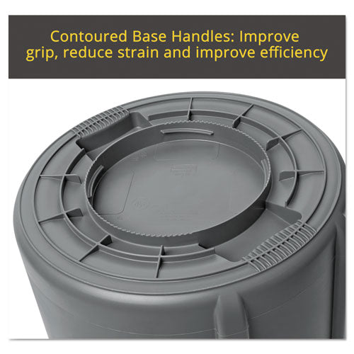 Vented Round Brute Container, 20 Gal, Plastic, Yellow