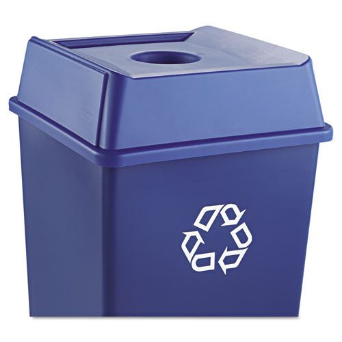 Untouchable Bottle And Can Recycling Top, Round Opening, 20.13w X 20.13d X 6.25h, Blue