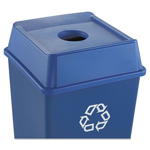 Untouchable Bottle And Can Recycling Top, Round Opening, 20.13w X 20.13d X 6.25h, Blue