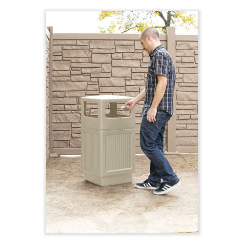 Canmeleon Recessed Panel Receptacles, Side-open, 38 Gal, Polyethylene, Tan, Ships In 1-3 Business Days