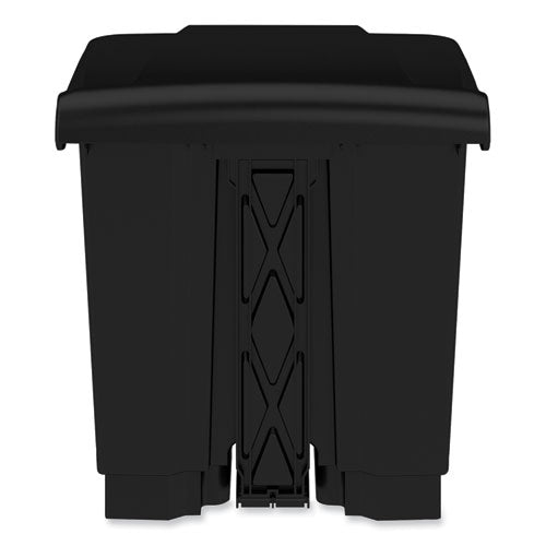 Plastic Step-on Receptacle, 20 Gal, Metal, Black, Ships In 1-3 Business Days