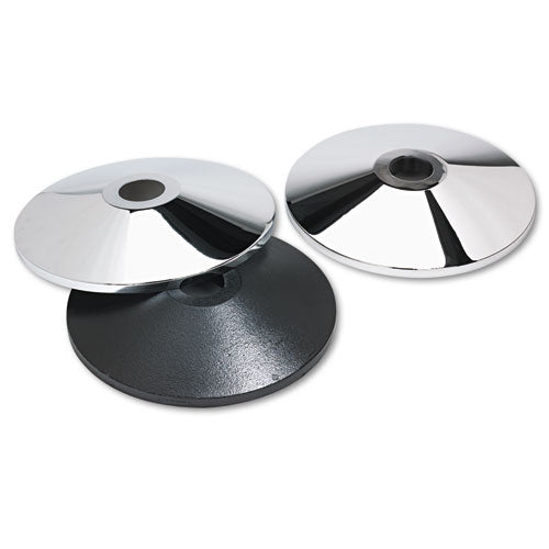 Adjusta-tape Crowd Control Stanchion Base Only, Polished Aluminum, 14" Diameter, Silver, 2/box
