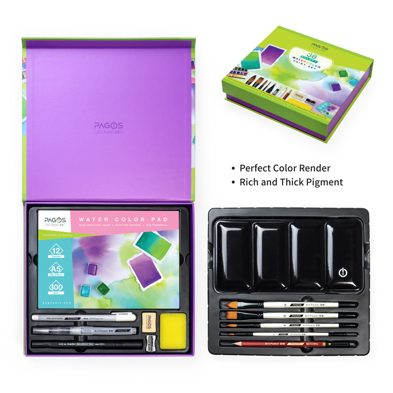 Pagos Artist Quality All-In-One Watercolor Set
