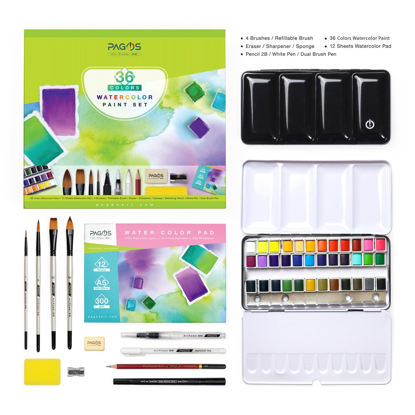 Pagos Artist Quality All-In-One Watercolor Set