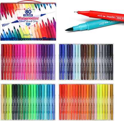 Watercolor Dual Brush Pens 80 Pieces Set