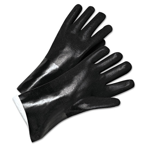 Pvc-coated Jersey-lined Gloves, 14 In Long, Black, Men's, 12/pack