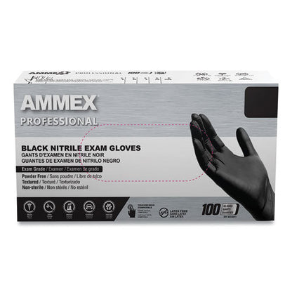 Nitrile Exam Gloves, Powder-free, 3 Mil, Large, Black, 100/box, 10 Boxes/carton