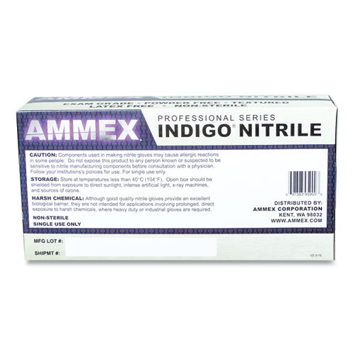 Nitrile Exam Gloves, Powder-free, 3 Mil, Medium, Indigo, 100/box