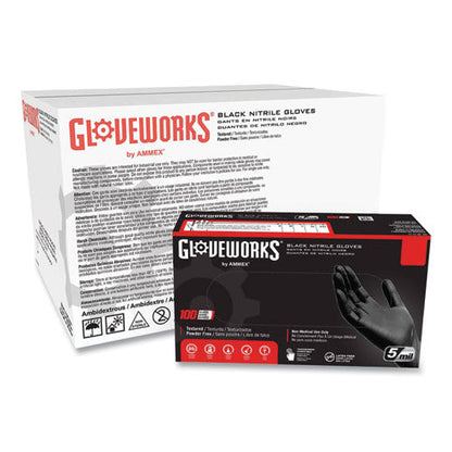 Industrial Nitrile Gloves, Powder-free, 5 Mil, Large, Black, 100 Gloves/box, 10 Boxes/carton
