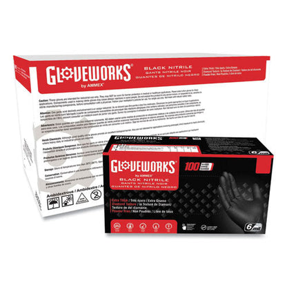 Heavy-duty Industrial Nitrile Gloves, Powder-free, 6 Mil, Medium, Black, 100 Gloves/box, 10 Boxes/carton