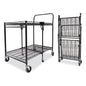 Stowaway Folding Carts, Metal, 2 Shelves, 250 Lb Capacity, 35" X 37.25" X 22", Black