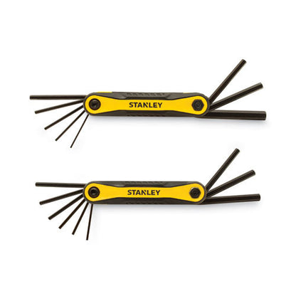 Folding Metric And Sae Hex Keys, 2/pack, Yellow/black