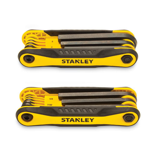 Folding Metric And Sae Hex Keys, 2/pack, Yellow/black