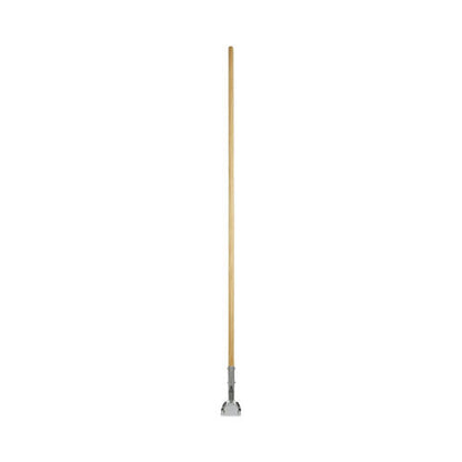 Clip-on Dust Mop Handle, Lacquered Wood, Swivel Head, 1" Dia X 60", Natural