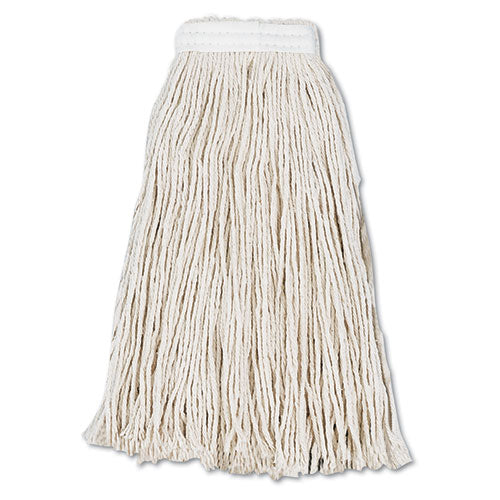 Cut-end Wet Mop Head, Cotton, #16, White, 12/carton