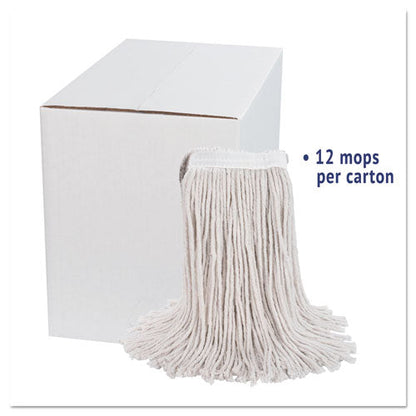Premium Cut-end Wet Mop Heads, Cotton, 24oz, White, 12/carton