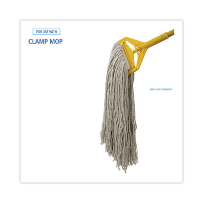 Mop Head, Premium Standard Head, Cotton Fiber, 32oz, White, 12/carton