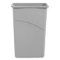 Slim Waste Container, 23 Gal, Plastic, Gray