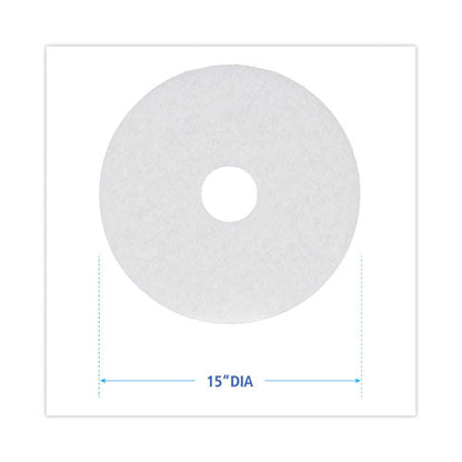 Polishing Floor Pads, 15" Diameter, White, 5/carton