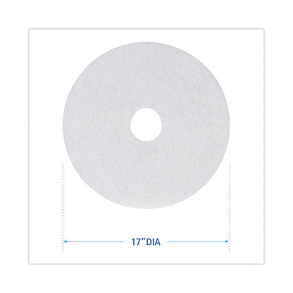 Polishing Floor Pads, 17" Diameter, White, 5/carton