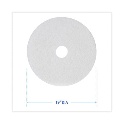 Polishing Floor Pads, 19" Diameter, White, 5/carton
