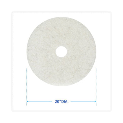 Natural Burnishing Floor Pads, 20" Diameter, White, 5/carton