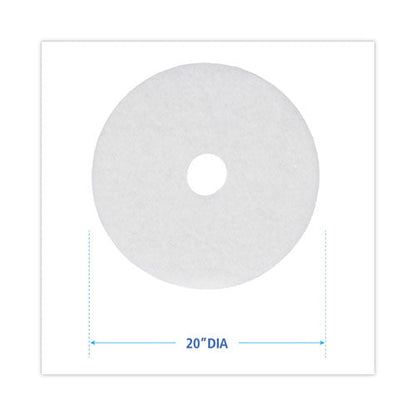 Polishing Floor Pads, 20" Diameter, White, 5/carton