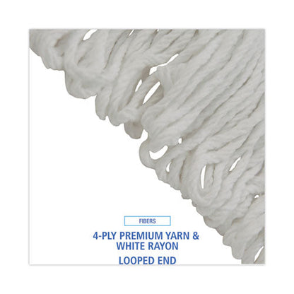 Pro Loop Web/tailband Wet Mop Head, Rayon, #24 Size, White, 12/carton
